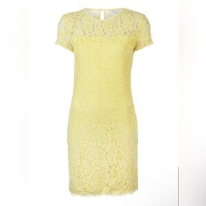Diane Von Furstenberg Yellow Lace Shift Dress in Limoncello- Size 4